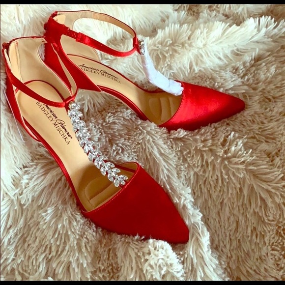 Badgley Mischka Shoes - Red Satin heels NWOT